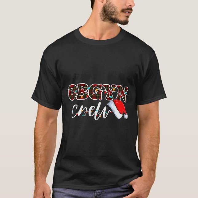 T-shirt Obgyn Crew Christmas Lights Santa Hat  (Devant)