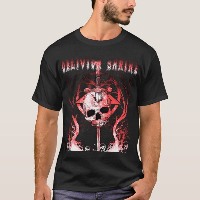 T-shirt Oblivian Sanctuaire Crâne et épée (Devant)