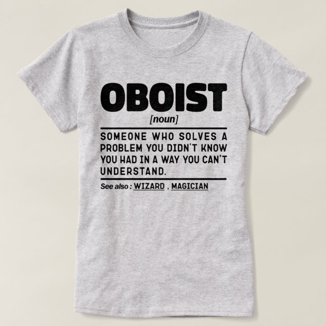 T-shirt Oboist Noun Définition Band Mèmes Oboe Player (Design devant)