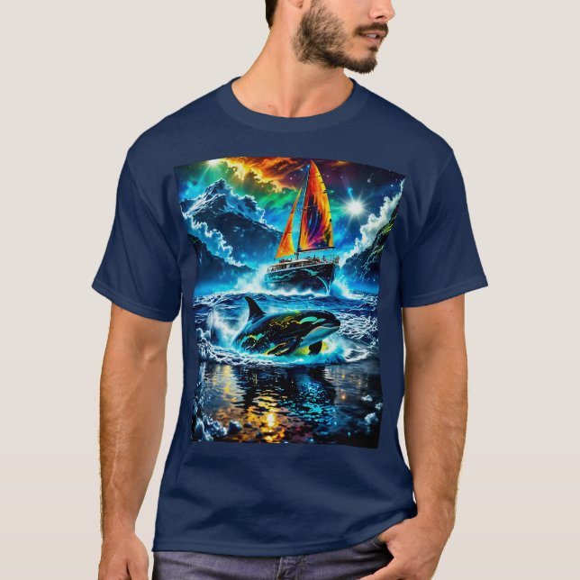 T-shirt Observation colorée des baleines (Devant)
