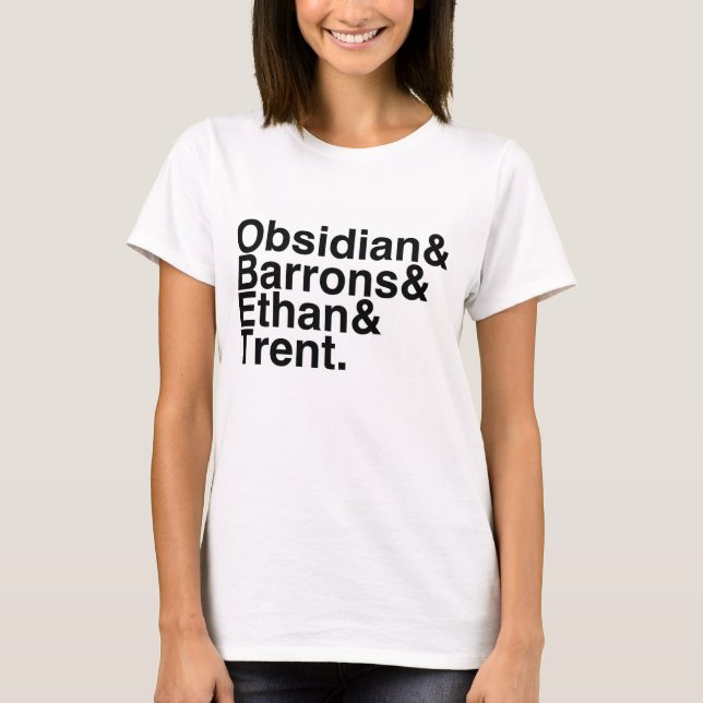 T-shirt Obsidien d'ami de livre, Barrons, Ethan, Trent (Devant)