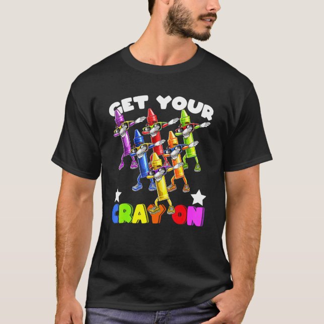 T-shirt Obtenez Votre Gris Sur Les Crayons Dabbing Retour  (Devant)