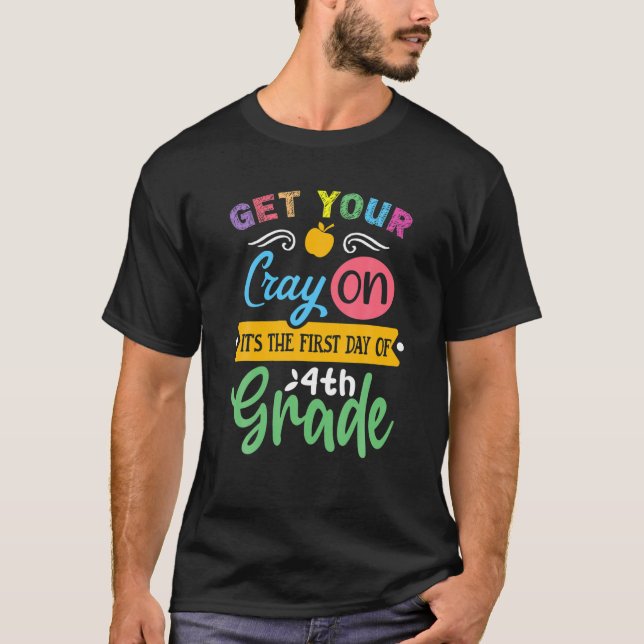 T-shirt Obtenez Votre Gris Sur Son Premier Jour De 4E Anné (Devant)