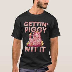 T-shirt Obtenir Piggy Avec Il BBQ Pig Rôti Barbecue T Shir