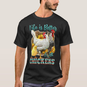 T-shirt Occidental Avec Poules Tournesol Léopard