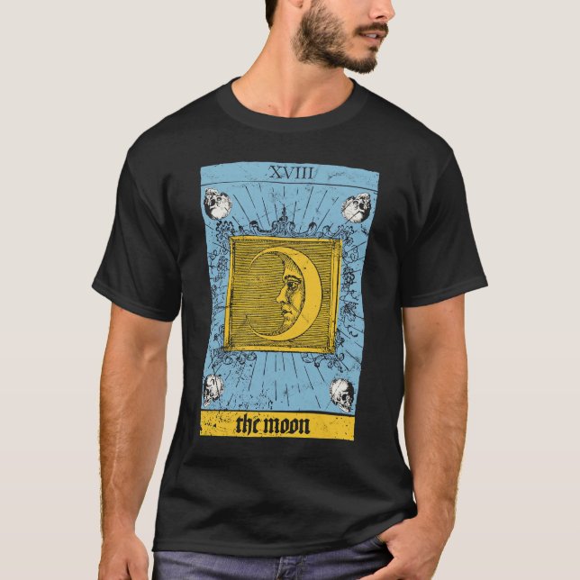 T-shirt Occult Baphomet Carte Tarot La Lune Diable Gothiqu (Devant)