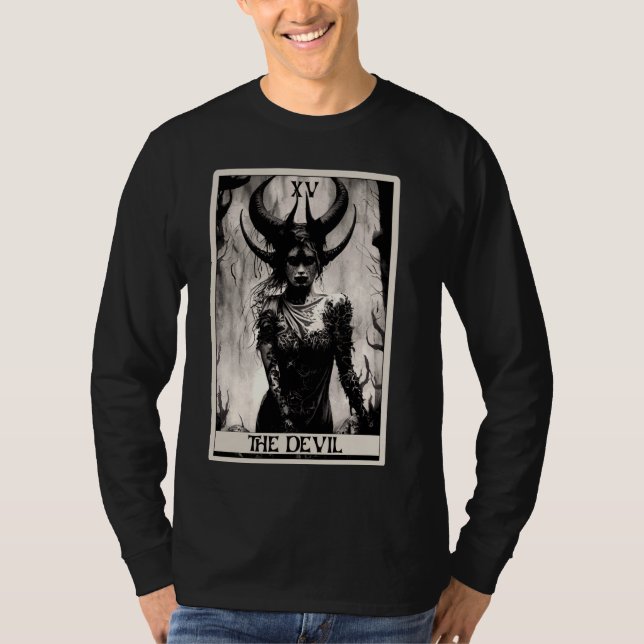 T-shirt Occult Dark Art Horror La Devil Tarot Card (Devant)