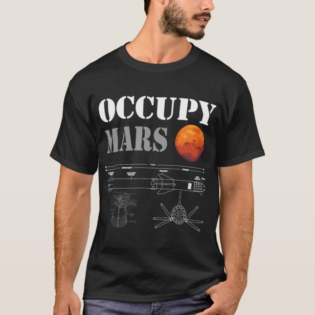 T-shirt Occupy Mars Starship Rocket (Devant)