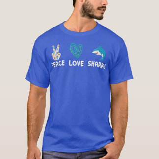T-shirt Océan Animal Cute Shark Love Peace Love Sharks