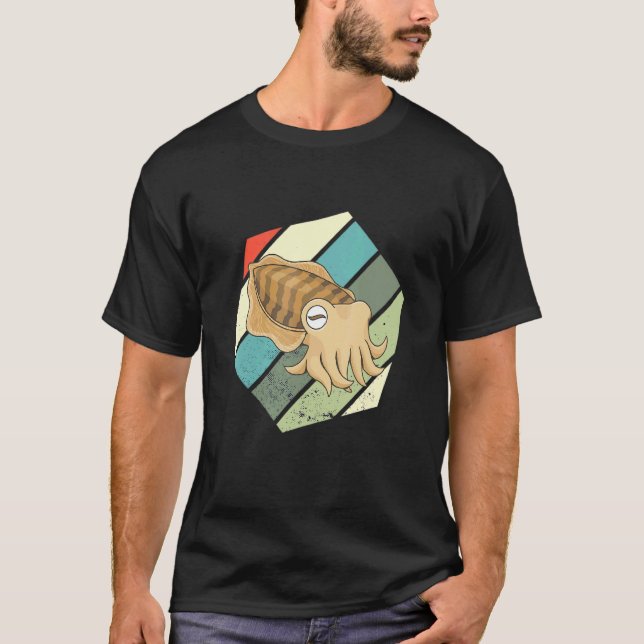 T-shirt Ocean Animals Cuttlefish Hexagon Cuttlefish  Vinta (Devant)