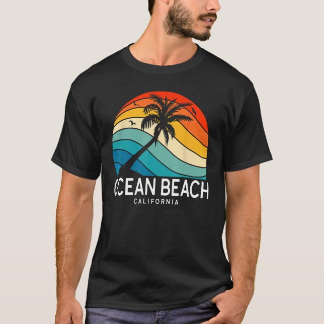 T-shirt Ocean Beach California Tropical Beach Palm Tree So (Devant)