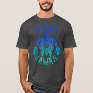 T-shirt Océan Bleu Tribal Maui Hawaï Tortue de Mer Été Va