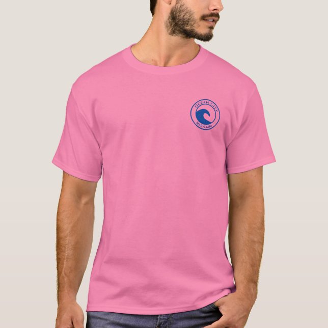 T-shirt Ocean City MD Blue Ocean Wave Circle Design (Devant)