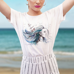 T-shirt Ocean girl Naureal Watercolor art