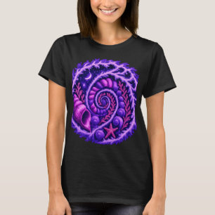 T-shirt Ocean Spiral Psychedelic Shell Vortex Art Violet