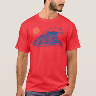T-shirt Ocean Wave Under the Red Sun Traditionnel Japonais