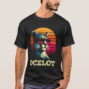 T-shirt Ocelot Rétro Coucher de soleil - Ocelot Jaguar Vin