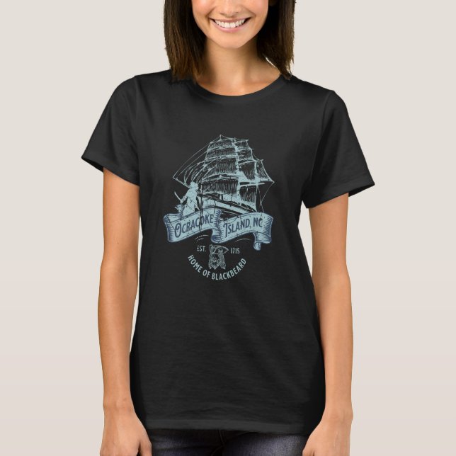 T-shirt Ocracoke Island North Carolina Est 1715 Nautique P (Devant)