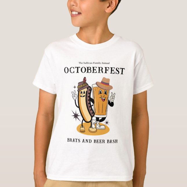 T-shirt Octoberfest Brats Bière Fall Party Retro Kid's (Devant)