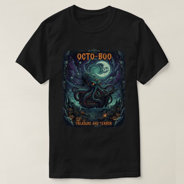 T-shirt OctoBoo Éffrayant Kraken Halloween (Design devant)