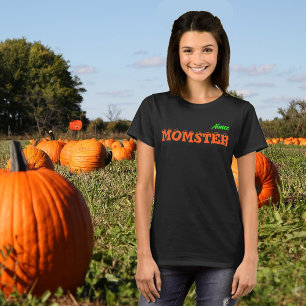 T-shirt Octobre féminin mignon Momster Halloween noir