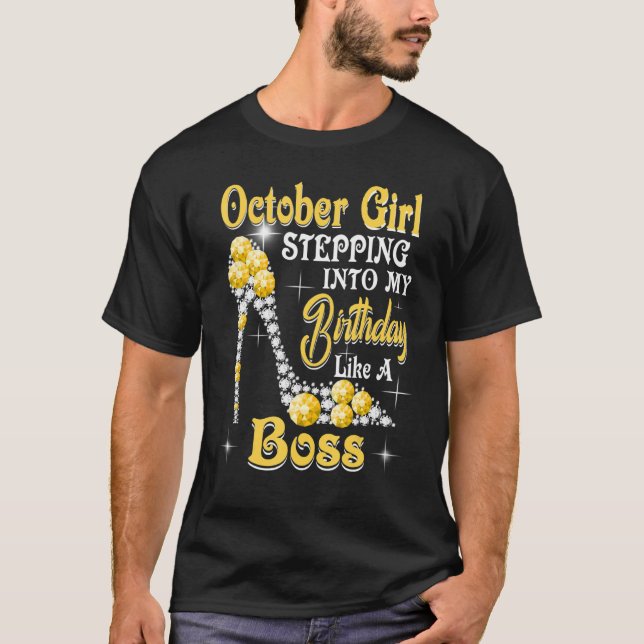 T-shirt Octobre Fille Entrant Dans Mon Anniversaire Comme  (Devant)
