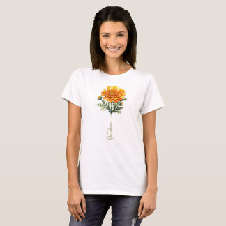 T-shirt Octobre Marigold Mois de naissance Fleur