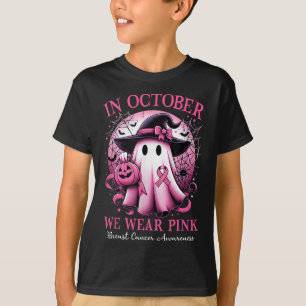 T-shirt Octobre Nous Portons La Sorcière Rose Ghost Cancer