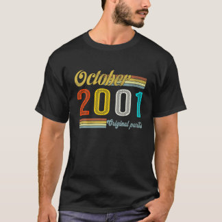 T-shirt Octobre Vintage 2001 Classique 20E Anniversaire Or