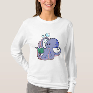 T-shirt Octopus à la lecture avec livre