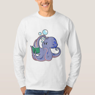 T-shirt Octopus à la lecture avec livre