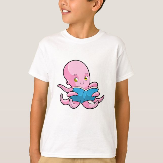 T-shirt Octopus à la lecture d'un livre (Devant)