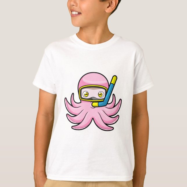 T-shirt Octopus à la plongée avec tuba et lunettes de nata (Devant)