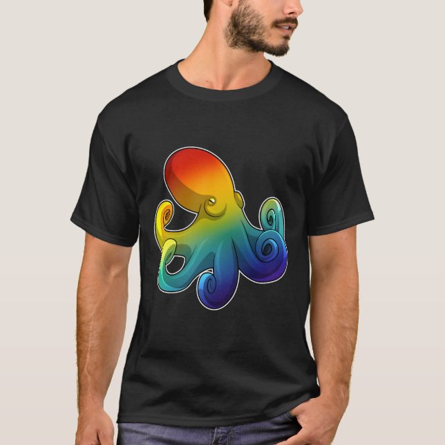 T-shirt Octopus avec arc-en-ciel (Devant)