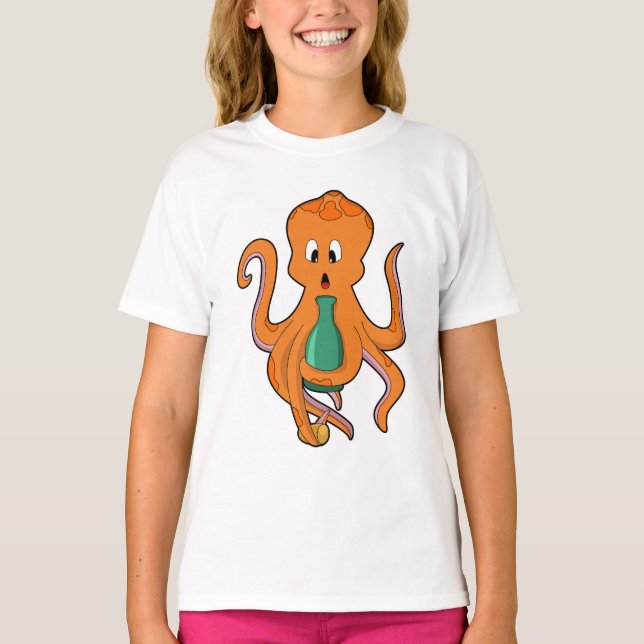 T-shirt Octopus avec bouteille.PNG (Devant)