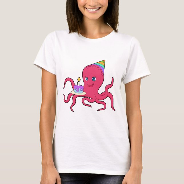 T-shirt Octopus Birthday Cake (Devant)