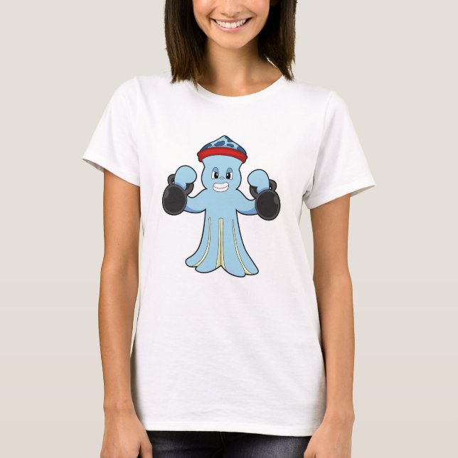 T-shirt Octopus comme Bodybuilder avec des cloches (Devant)
