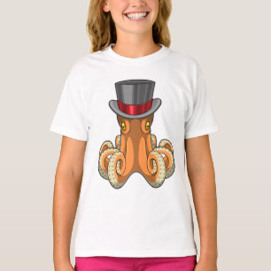 T-shirt Octopus comme Gentleman avec chapeau supérieur