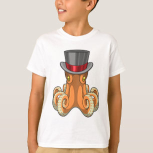 T-shirt Octopus comme Gentleman avec chapeau supérieur