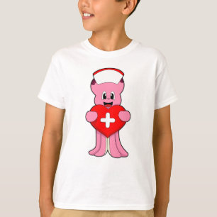 T-shirt Octopus comme infirmière avec coeur