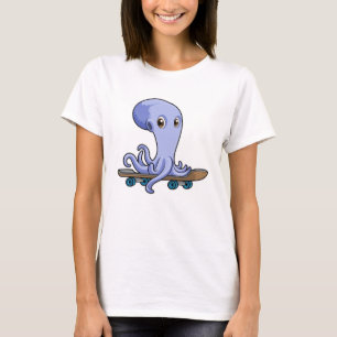T-shirt Octopus comme patineur avec skateboard
