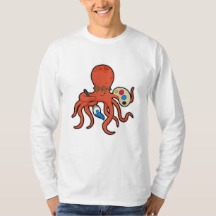 T-shirt Octopus comme Peintre avec Peinture et Pinceau