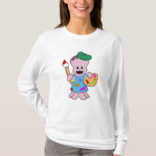 T-shirt Octopus comme Peintre avec pinceau