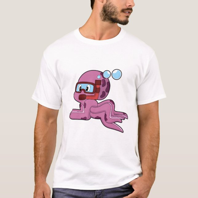 T-shirt Octopus comme plongeur avec tuba (Devant)