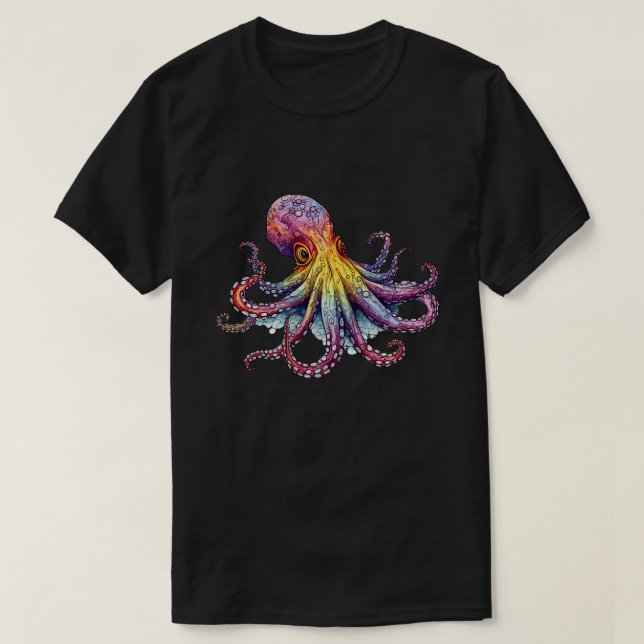 T-shirt Octopus de style psychédélique (Design devant)