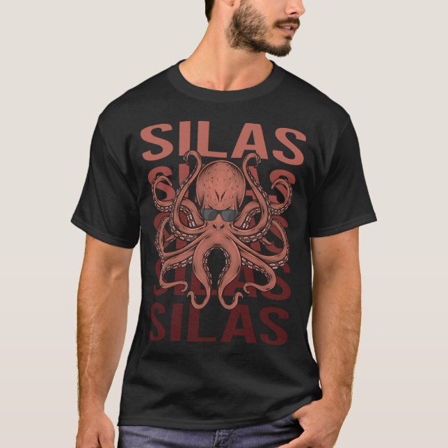 T-shirt Octopus drôle - Nom Silas (Devant)