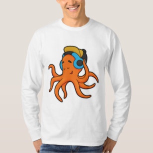 T-shirt Octopus en musique avec casque