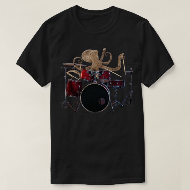 T-shirt Octopus Jouer Drums Rouges Mens Drummer Cadeau Oct (Design devant)