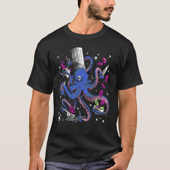 T-shirt Octopus Kalmar Octopus Chef cuisine (Devant)