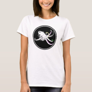 T-shirt Octopus noir et blanc Drôle Tentacles colorés
